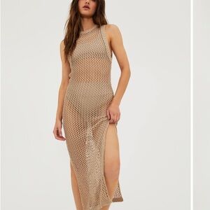Beach Riot Taupe Knit Mesh Dress